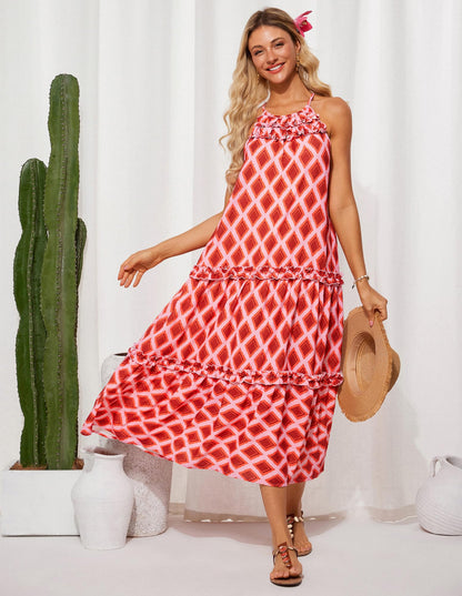 Limited time sale🔥Women's Elegant Hollower Out Waist A  Line Spaghetti Straps Dress