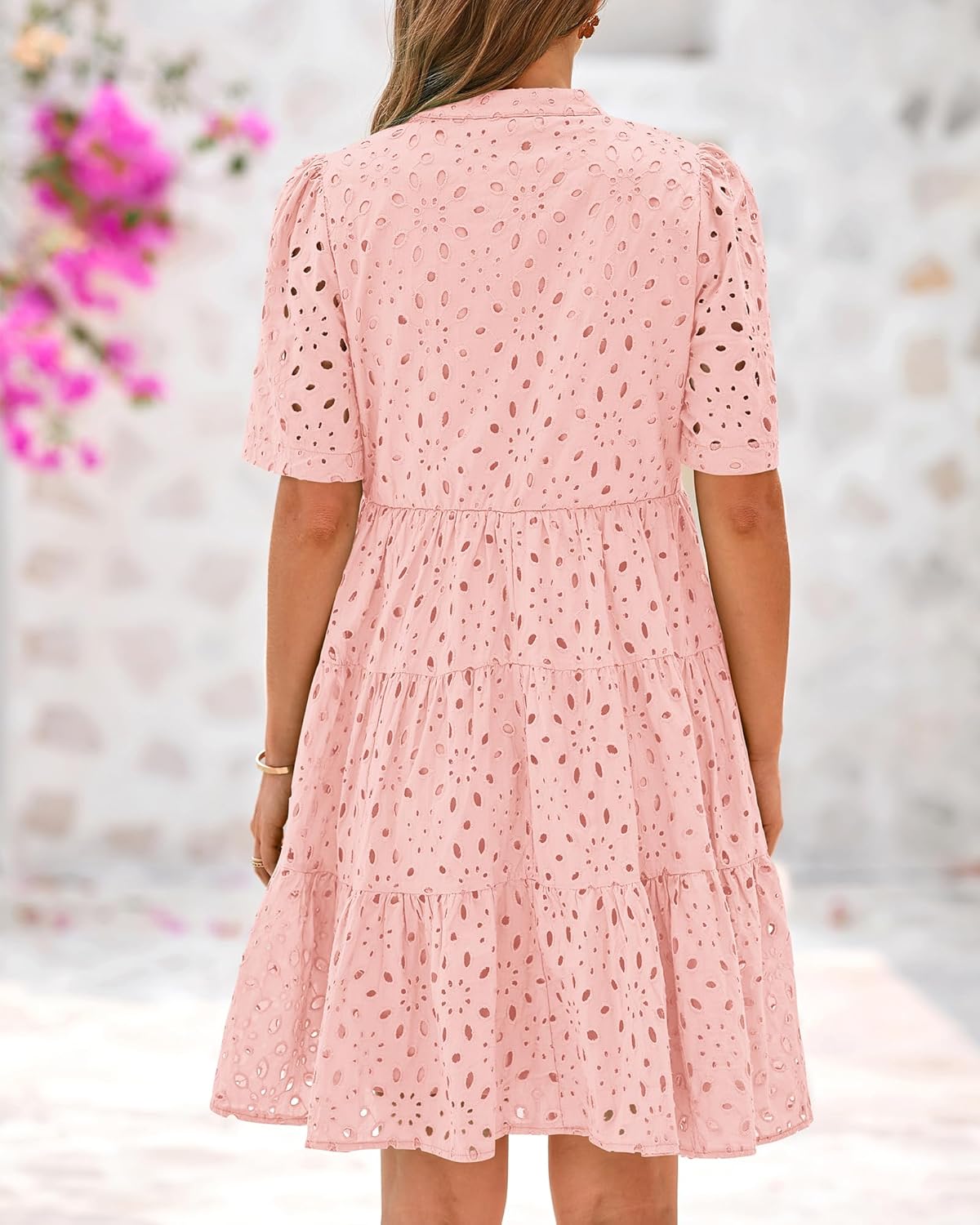 ⏰Hot Sale-Women's Elegant Hollow Out Lace Ruffle Casual Mini Dress