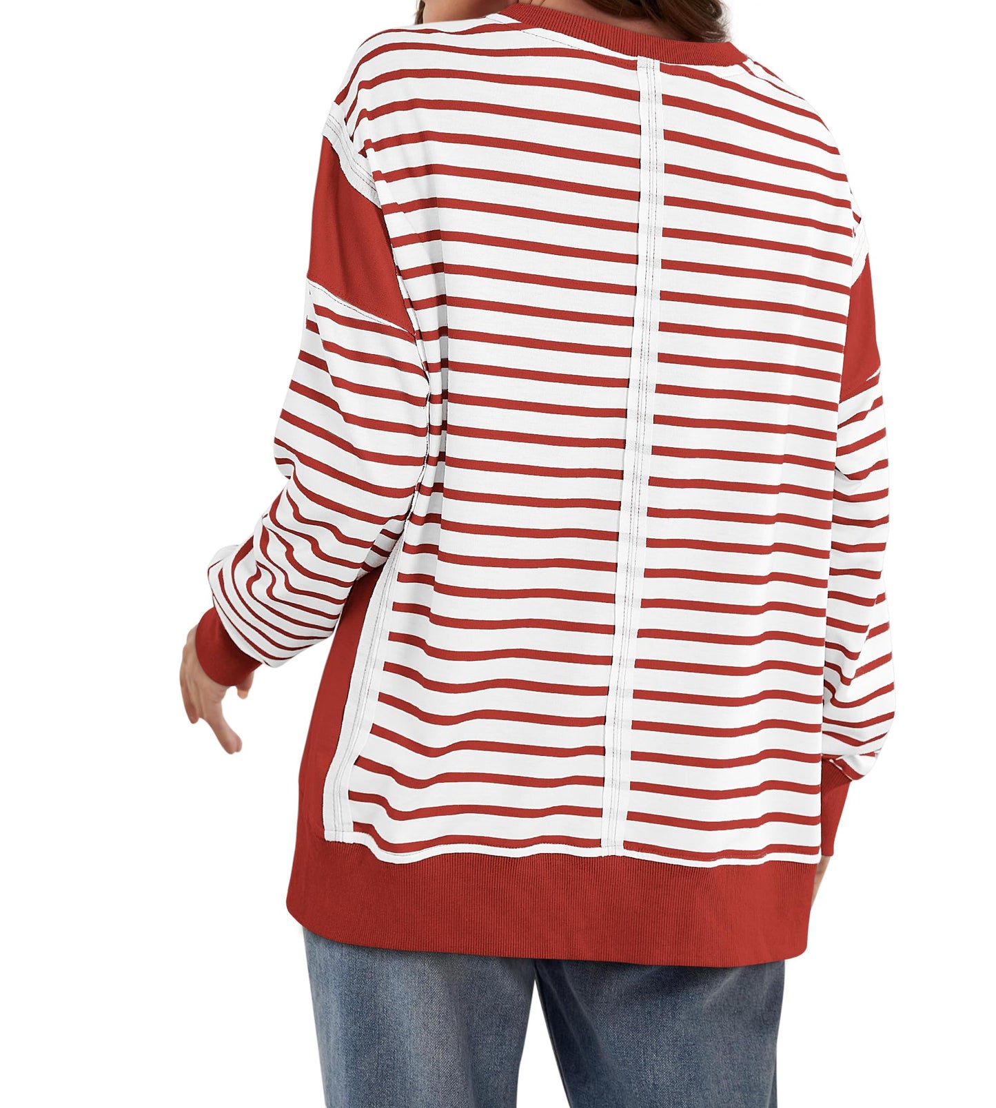Striped Color Block Oversized Sweatshirt