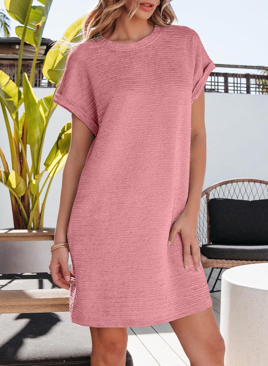 Limited time sale🔥Women's Lightweight Summer Short Sleeve Dress with Pockets