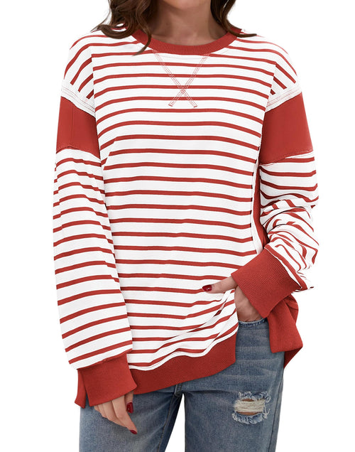 Striped Color Block Oversized Sweatshirt