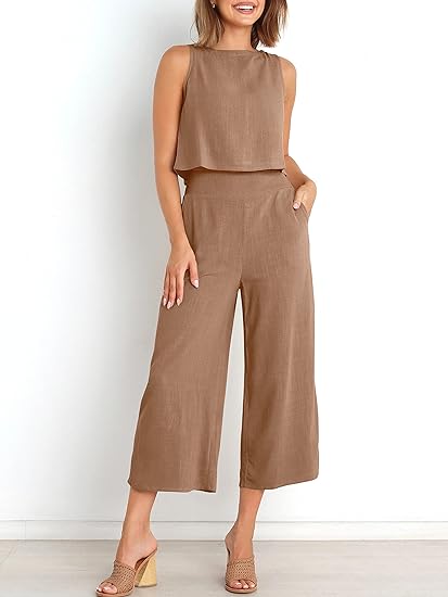 ⏰HOT SALE Women's Summer Suit Sleeveless Vest Cropped Pants