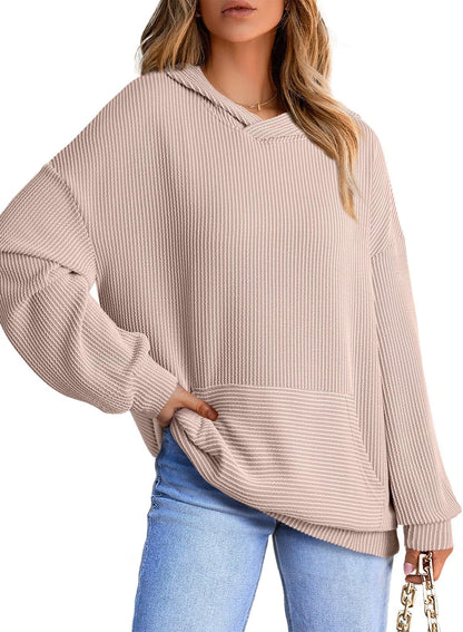 ✨Women's Ribbed Knit Pullover Hoodie