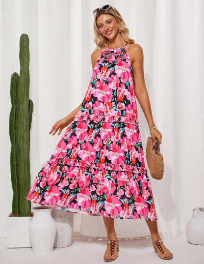 Limited time sale🔥Women's Elegant Hollower Out Waist A  Line Spaghetti Straps Dress
