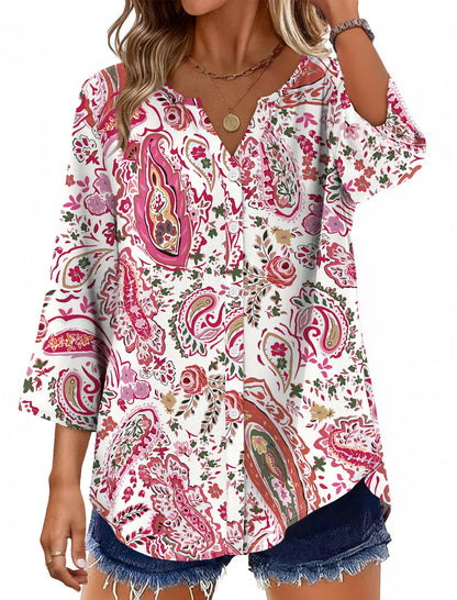 Women's Cotton 3/4 Sleeve Button Down Gingham Shirts