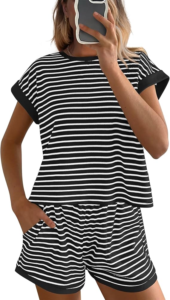 Womens Striped Knit Sets 2 Piece Outfits(Buy 2 Free Shipping)
