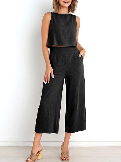 ⏰HOT SALE Women's Summer Suit Sleeveless Vest Cropped Pants