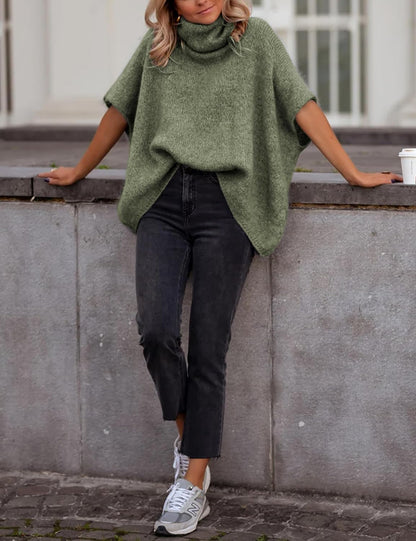 ✨Women's Turtleneck Cropped Bat Sleeve Knit Top