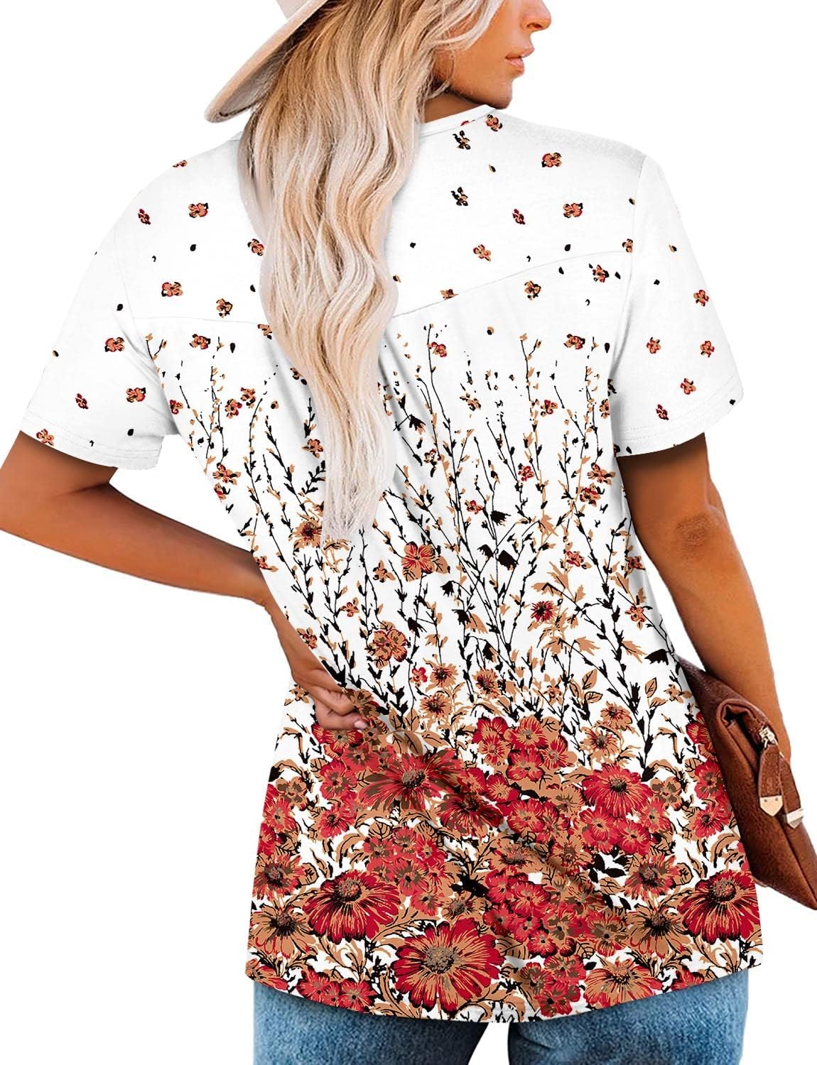 ⏰Hot Sale-Women's Summer Printed Pleated Crew Neck Tee