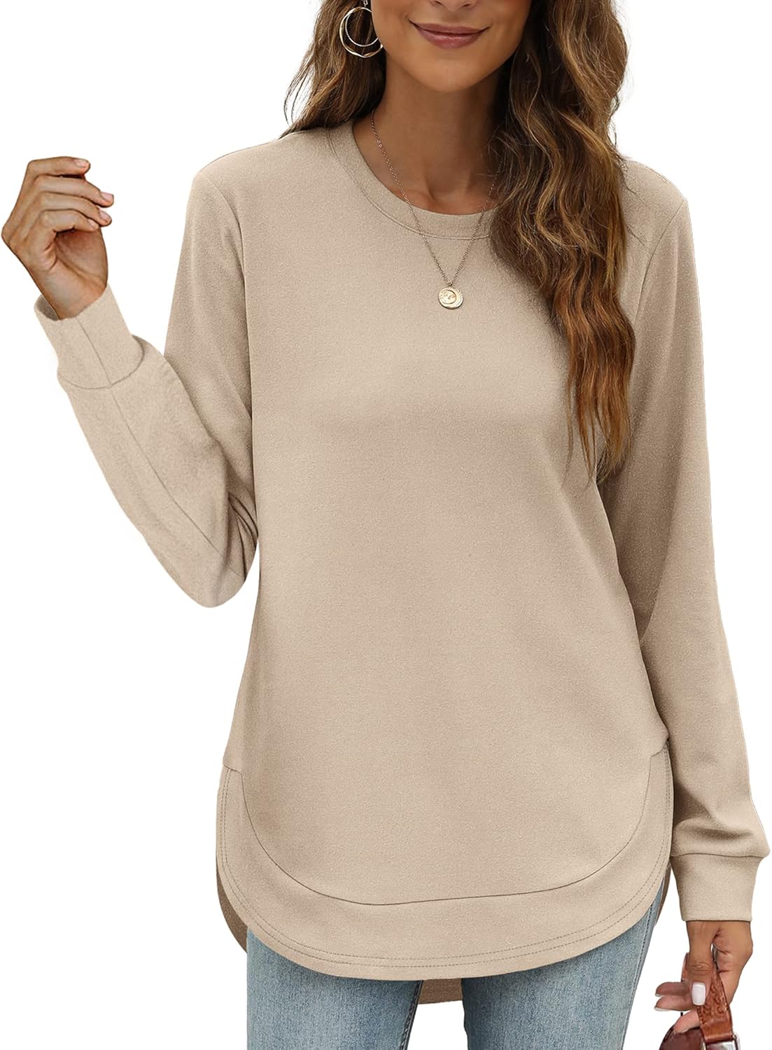 Women's Sweatshirt Crewneck Curved Hem(Buy 2 Free Shipping)