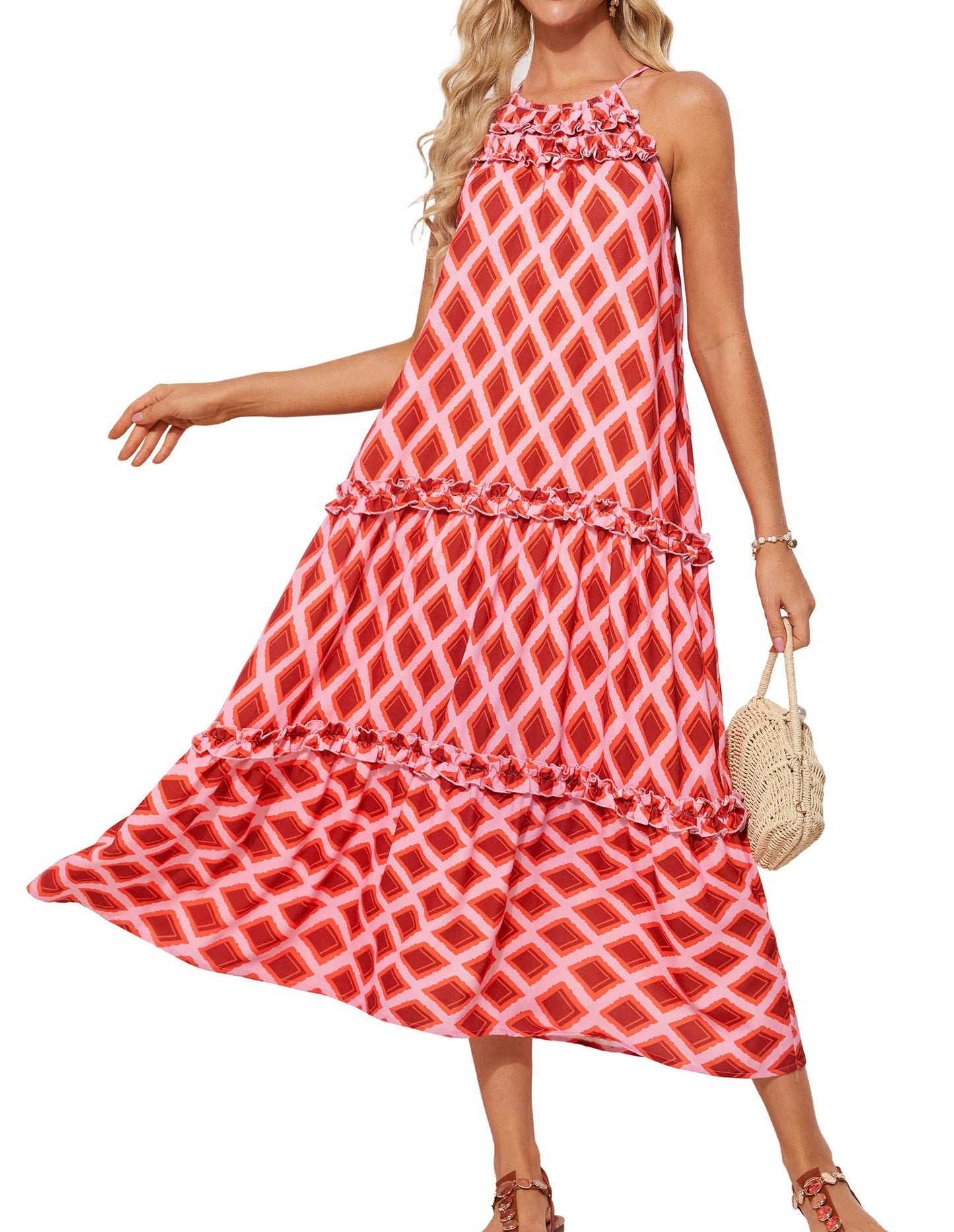 Limited time sale🔥Women's Elegant Hollower Out Waist A  Line Spaghetti Straps Dress