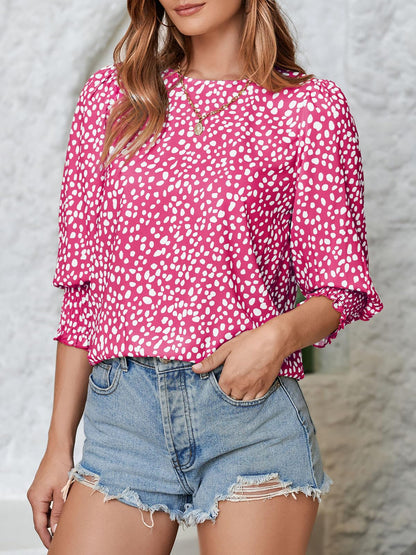 Women's Polka Dot Three-quarter Sleeve T-Shirt Top