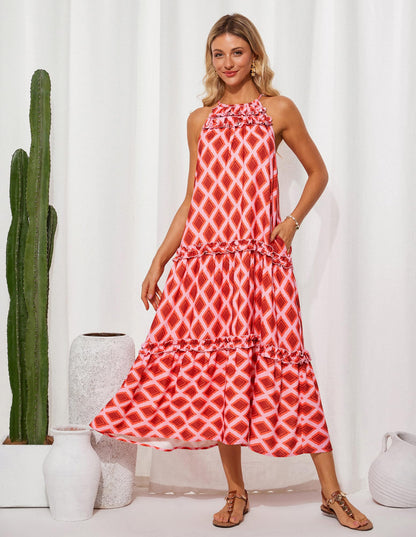 Limited time sale🔥Women's Elegant Hollower Out Waist A  Line Spaghetti Straps Dress