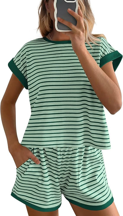 Womens Striped Knit Sets 2 Piece Outfits(Buy 2 Free Shipping)