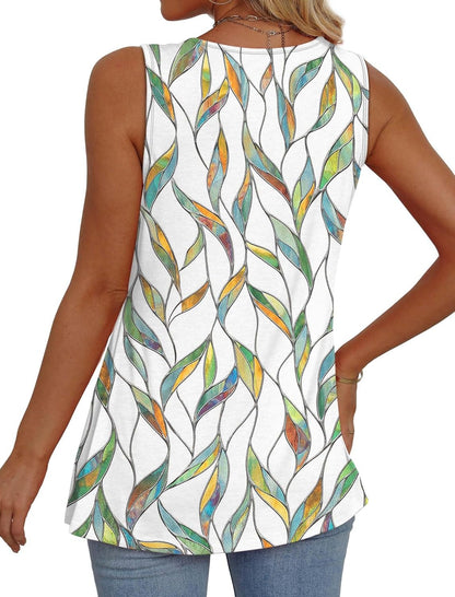 📣Women Dressy Sleeveless V Neck Babydoll Tank Tops