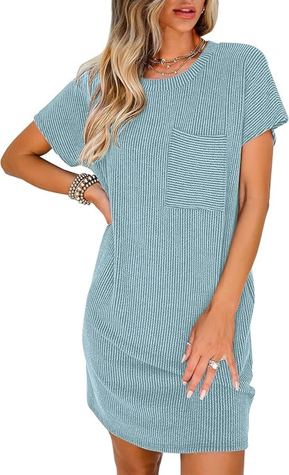 ✨Women‘s Casual Color Block Textured Dress