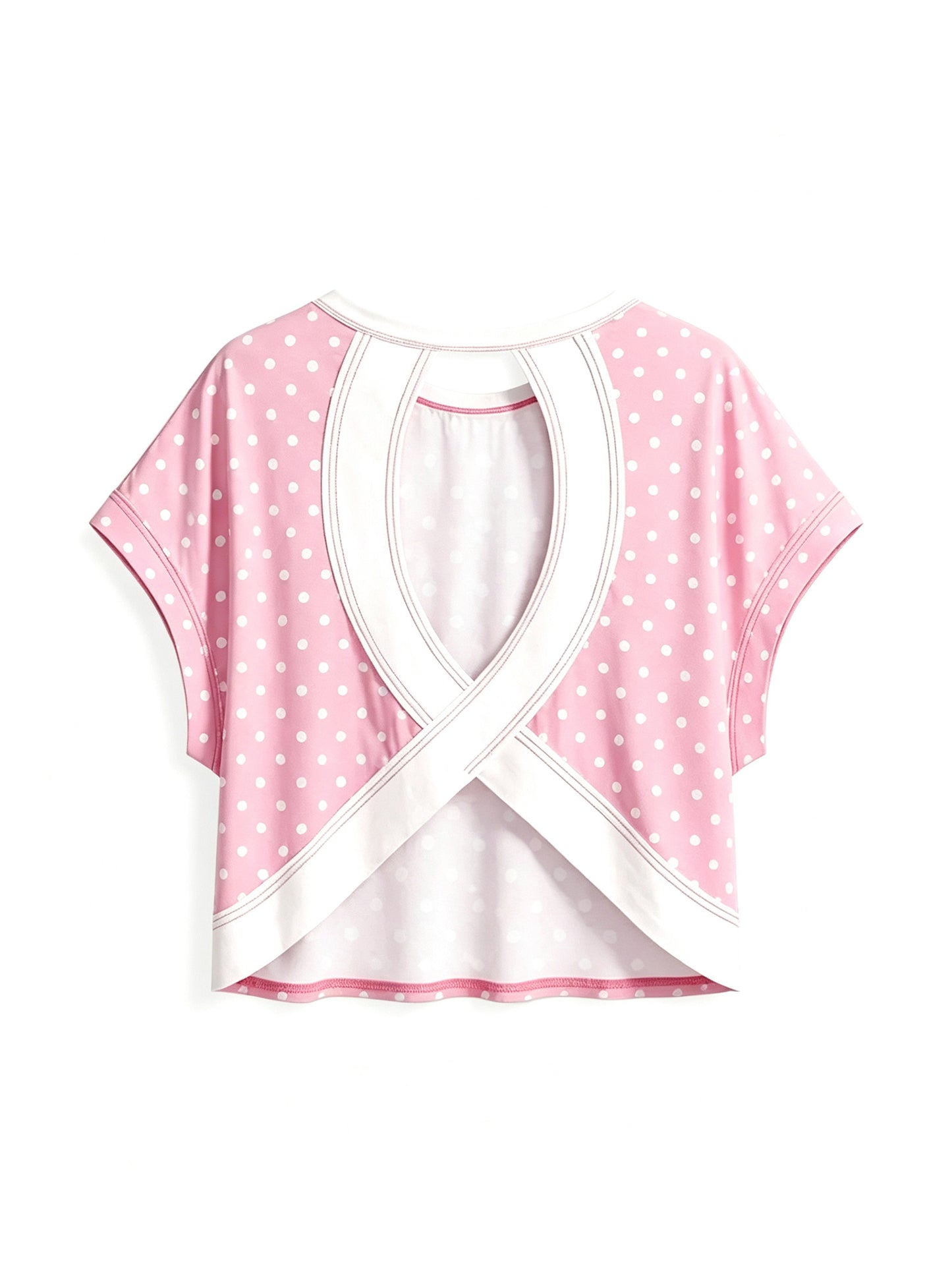 Polka Dot & Striped Cross Back Cutout Cropped Tee