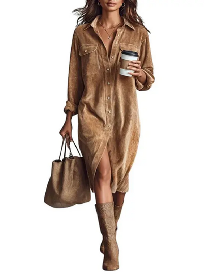 🎀Timeless Fall Lapel Midi Shirt Dress