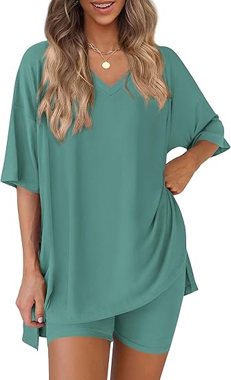 Hot Sale-Women's Tummy Cover V Neck 2-Piece Set