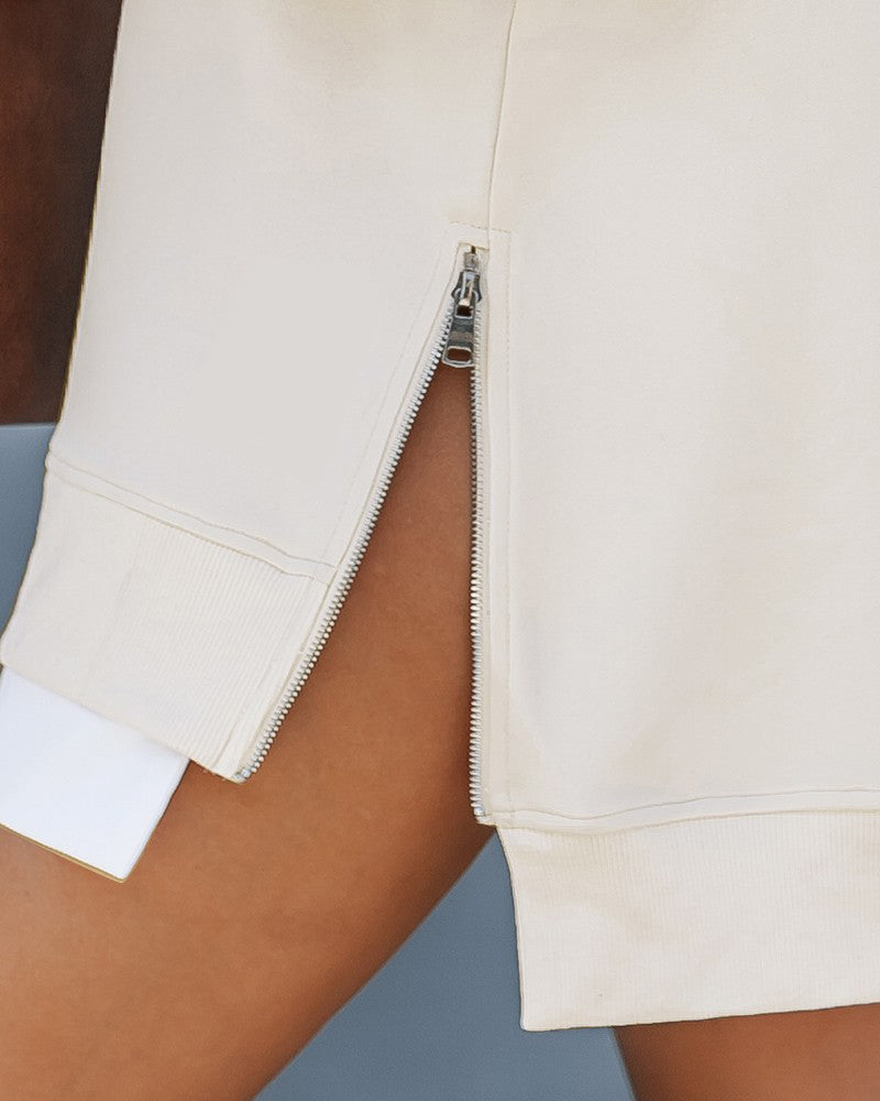 ✨Trend Women’s Long Sleeve Pullover Sweatshirt Zipper Slit Casual Dress