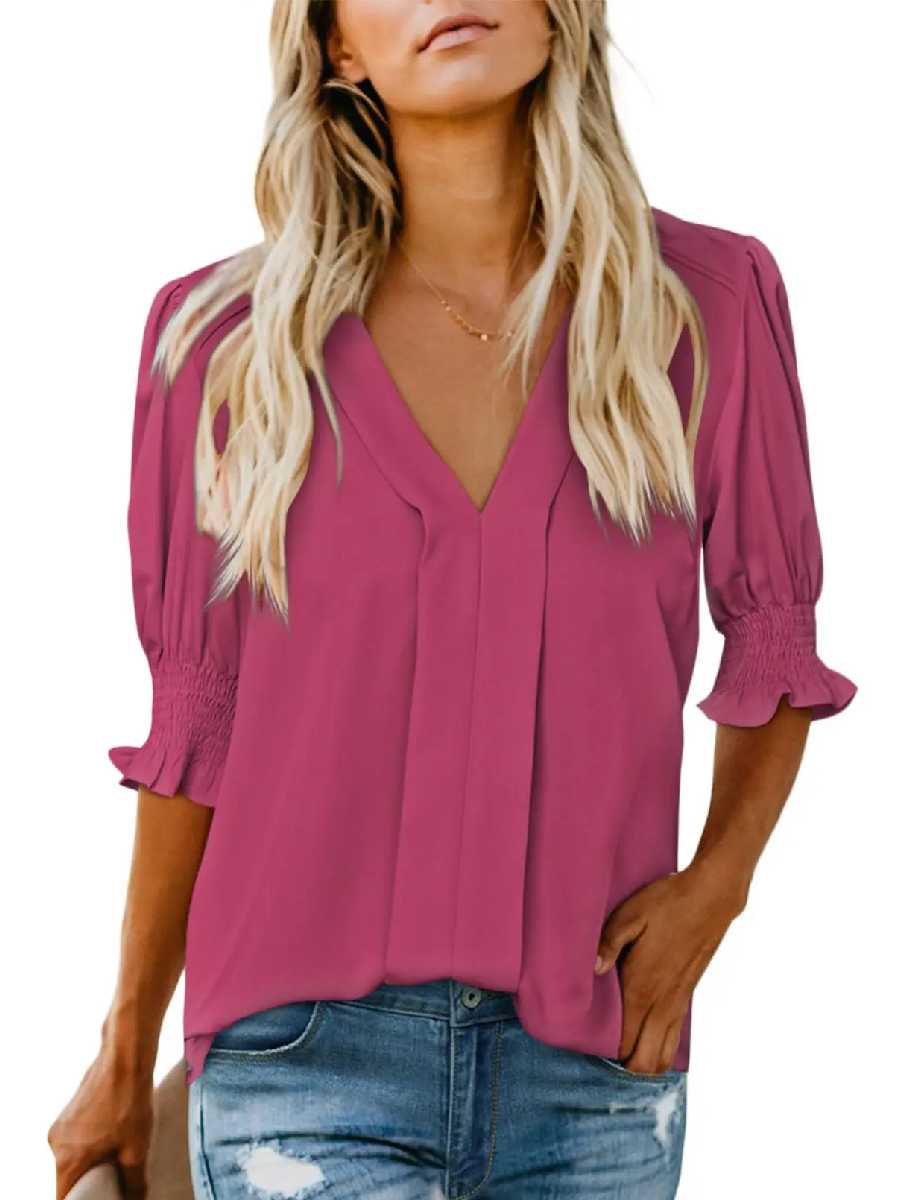⏰Hot Sale-Floral V-Neck Puff Sleeve Blouse