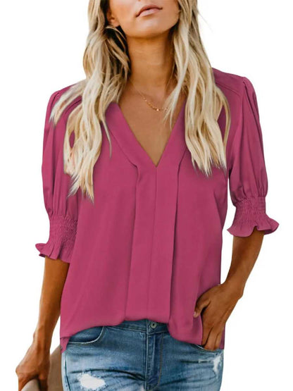 ⏰Hot Sale-Floral V-Neck Puff Sleeve Blouse