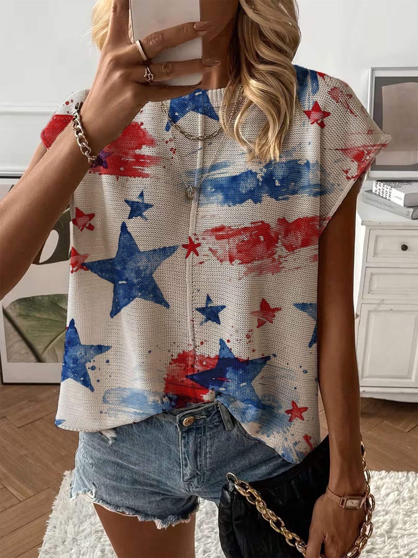 Women's  Print Drop-Shoulder Knit Top