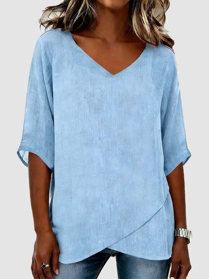 Women's V-Neck Irregular Hem Top
