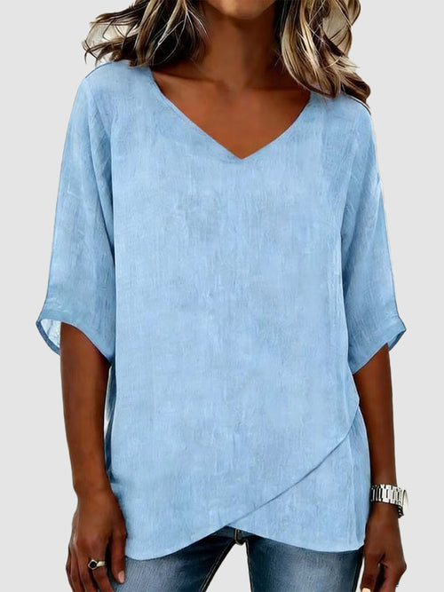Women's V-Neck Irregular Hem Top