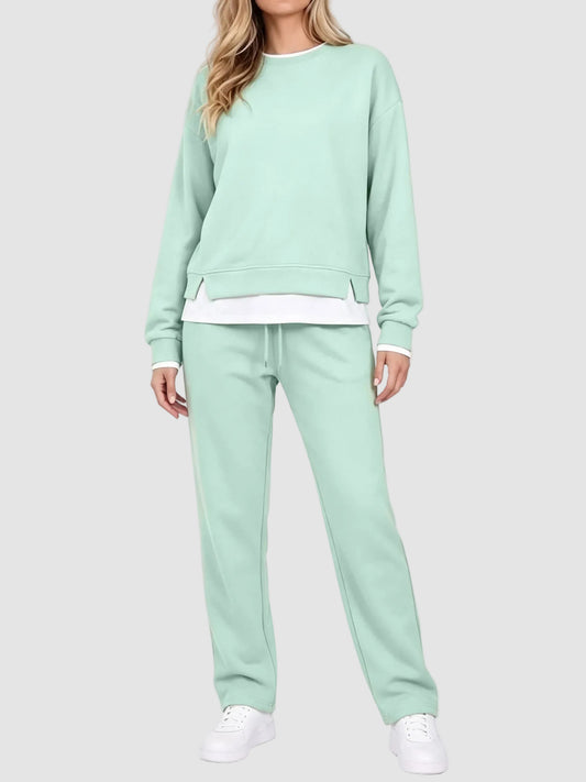 Hot Sale-Women's Fake Two‑Piece Sweatshirt Set