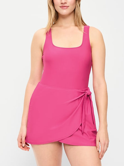 Matte Side-Tie Swim Dress