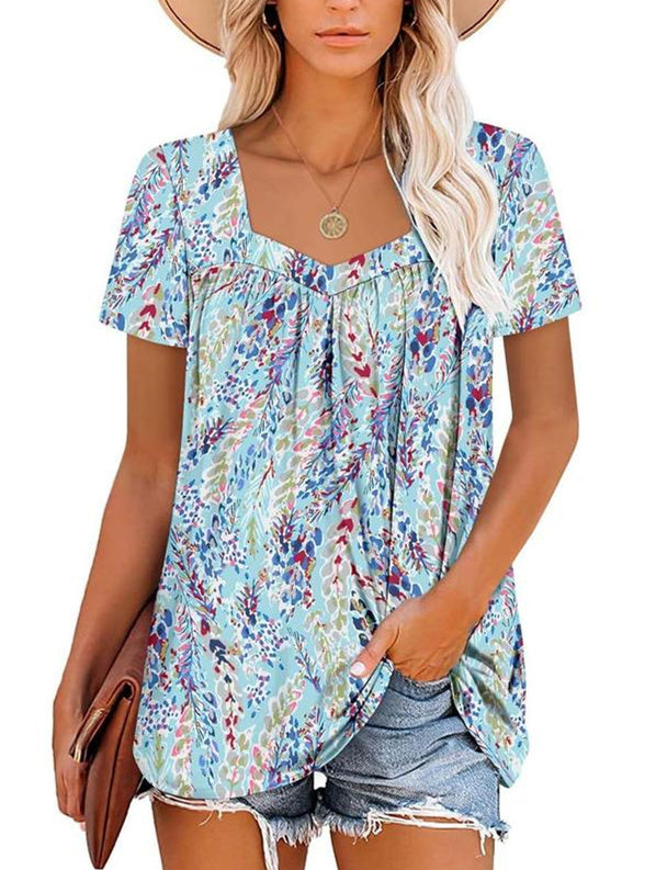 ✨Women's Summer Pleated Printed Short-Sleeves
