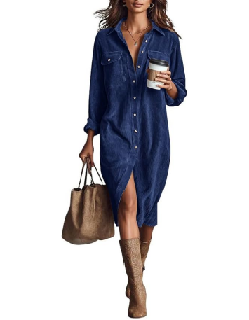 🎀Timeless Fall Lapel Midi Shirt Dress