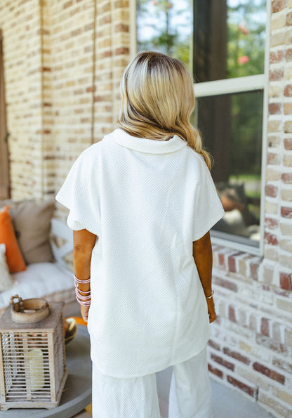 Women's Textured V NeckTop and Pants Casual Set (Buy 2 Free Shipping)