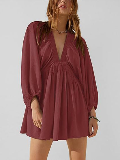 💥HOT SALE-Women's Long Sleeve V Neck Tunic Dresses (BUY 2 FREE SHIPPING)