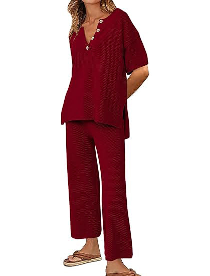 💥Women Knit Top Wide Leg Long Pants Set