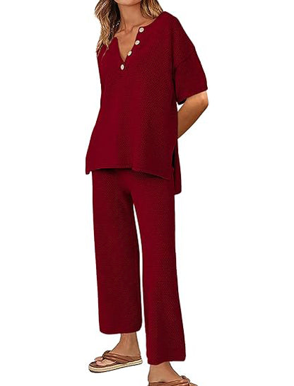 💥Women Knit Top Wide Leg Long Pants Set