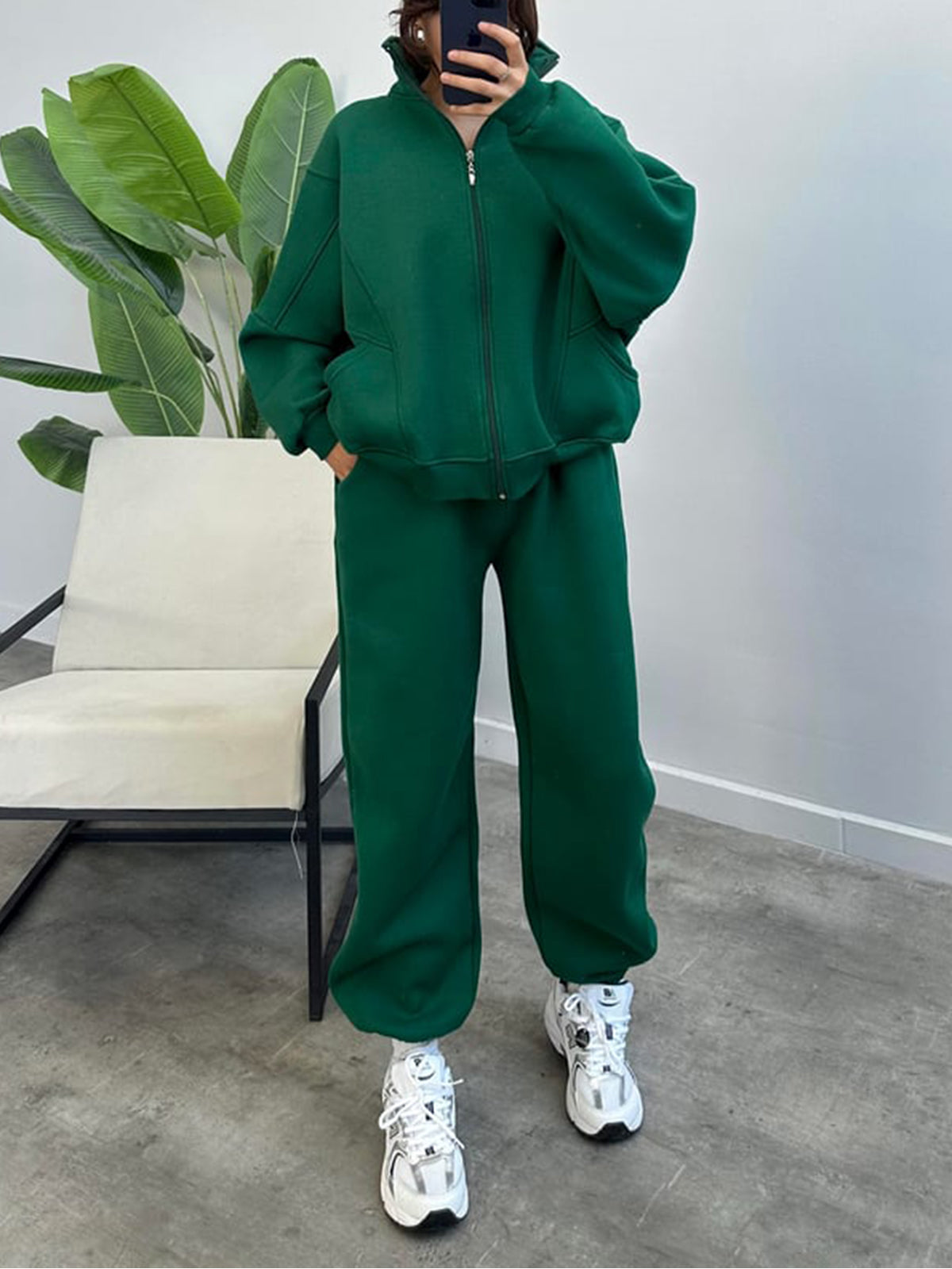 Women's 2 Piece Sets Zipper Outfits Casual Long Sleeve  Sweatsuits Sets