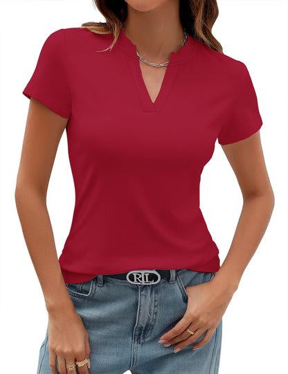 ✨Women's V Neck T-Shirts 2025 Slim Fit Basic Tops for Work