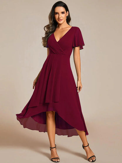 ✨Ruffles Sleeve Pleated V-Neck A-Line Midi Dress