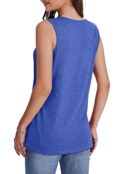 ⏰Hot Sale-Women Summer Loose Fit V Neck Sleeveless Basic Tank Tops
