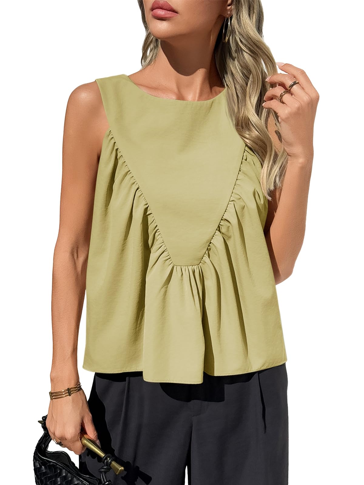 ✨Womens Peplum Babydoll Tank Tops Summer Sleeveless Loose T Shirts
