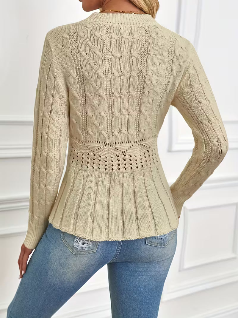 ✨Women's Chunky Knit Crew Neck Long Sleeve Knit Top