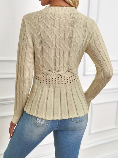 ✨Women's Chunky Knit Crew Neck Long Sleeve Knit Top