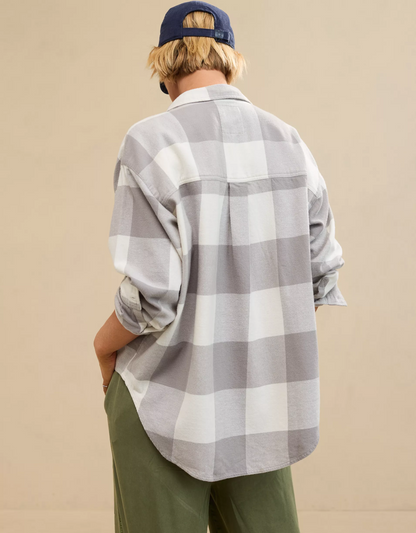 Women's Loose Flannel Casual Double Pocket Shirt