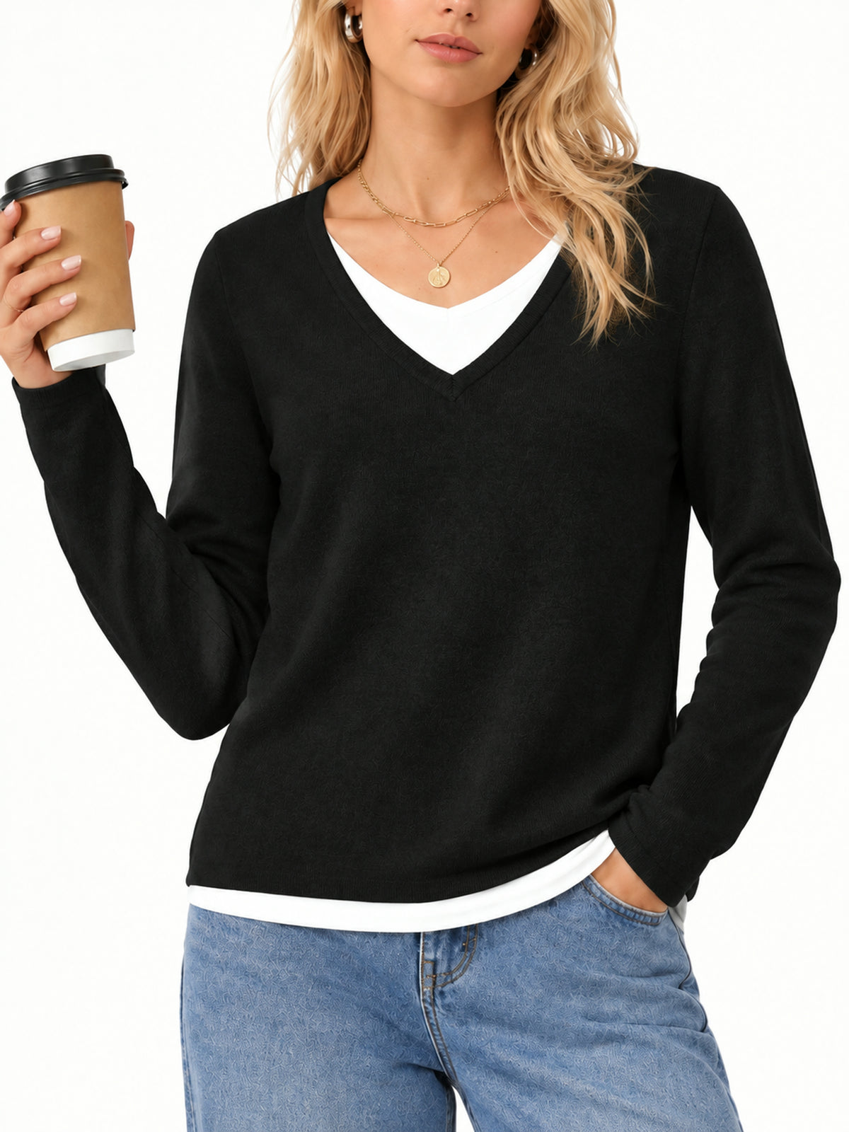 Women 2-in-1 Layered Knit Top