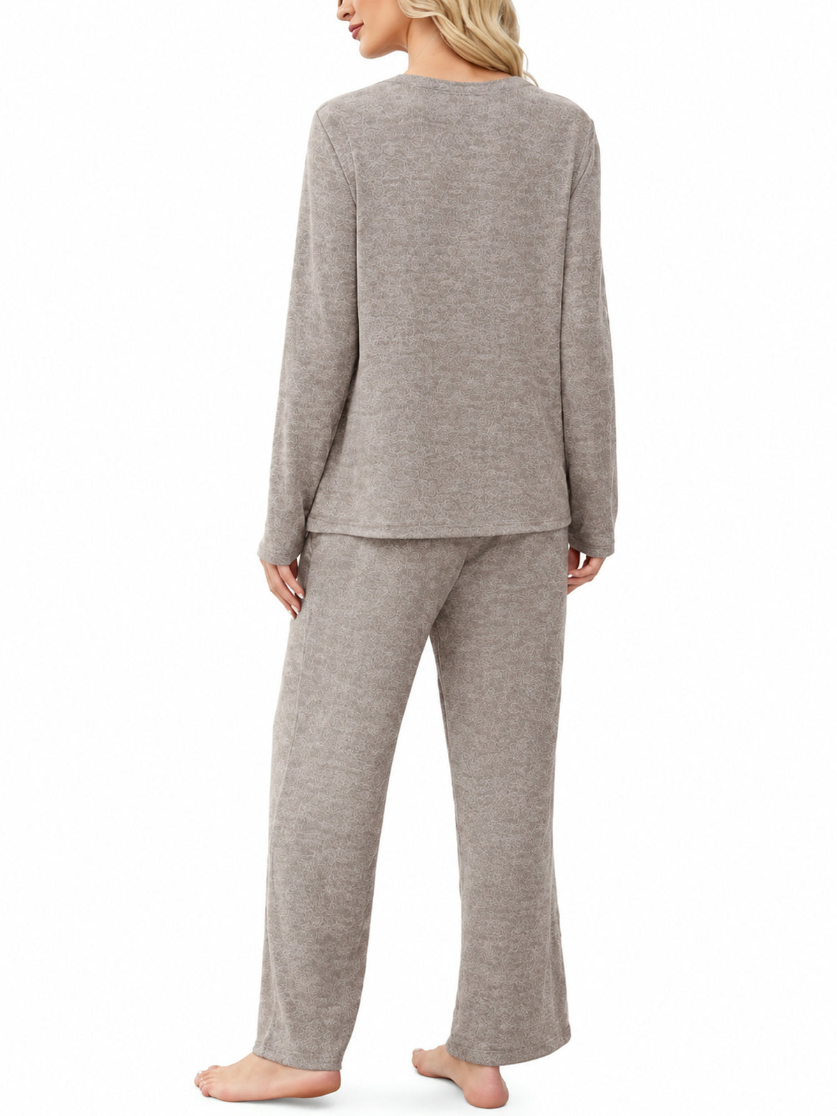 Women Two Piece Lounge Set With Drawstring Waist And Side Pockets