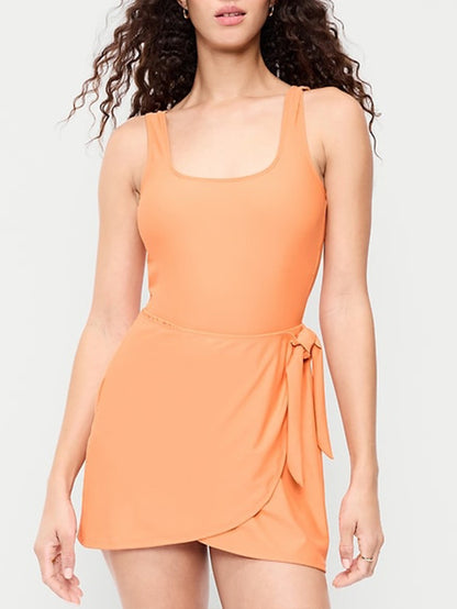 Matte Side-Tie Swim Dress