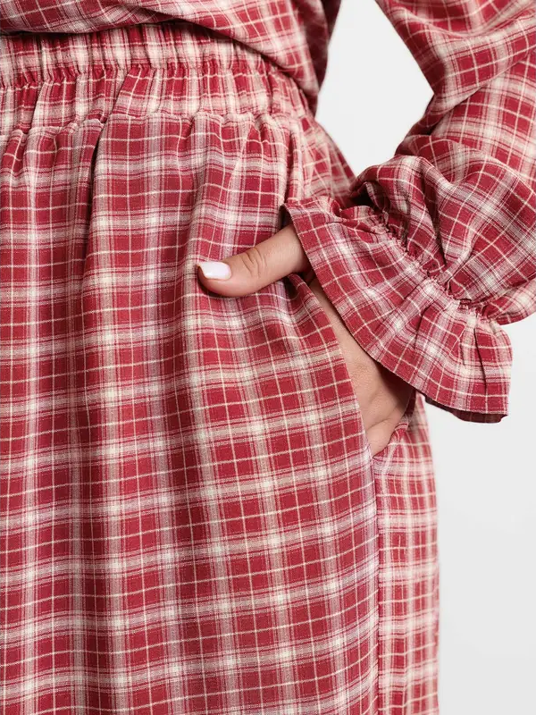 Christmas Gingham Ruffled Two Piece Set