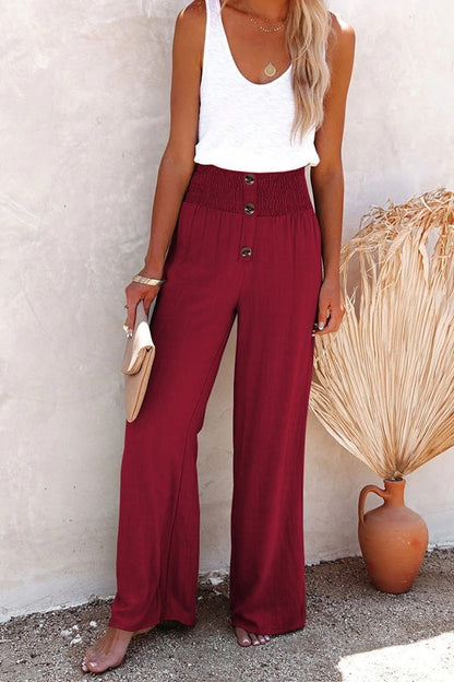 2023 Hot Sale🔥Linen Blend High Rise Smocked Pants(49% OFF💥)